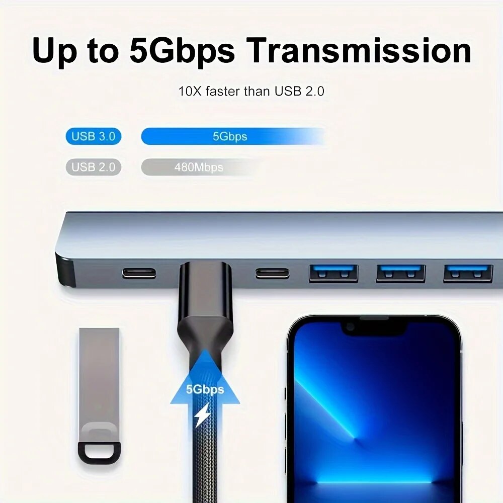 2 In 1 USB3.0 Hub 7 Port Type  - огляд і ціна Laptop Accessories Usb